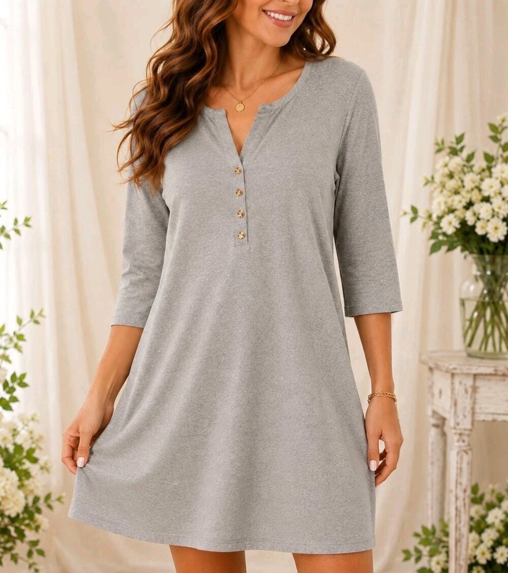 LILLY PULITZER Gray Henley Banyan Dress Medium